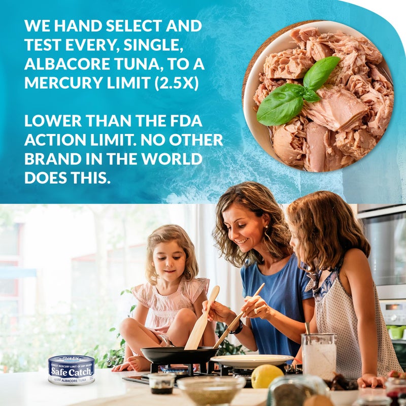 Safe Catch Wild Albacore Tuna Canned Low Mercury Can Tuna Fish Steak Gluten-Free Keto Food Non-GMO Kosher Paleo-Friendly High Protein Every Can Of Tuna Is Tested No Water Oil Tuna, Pack of 6 5oz - Image 3
